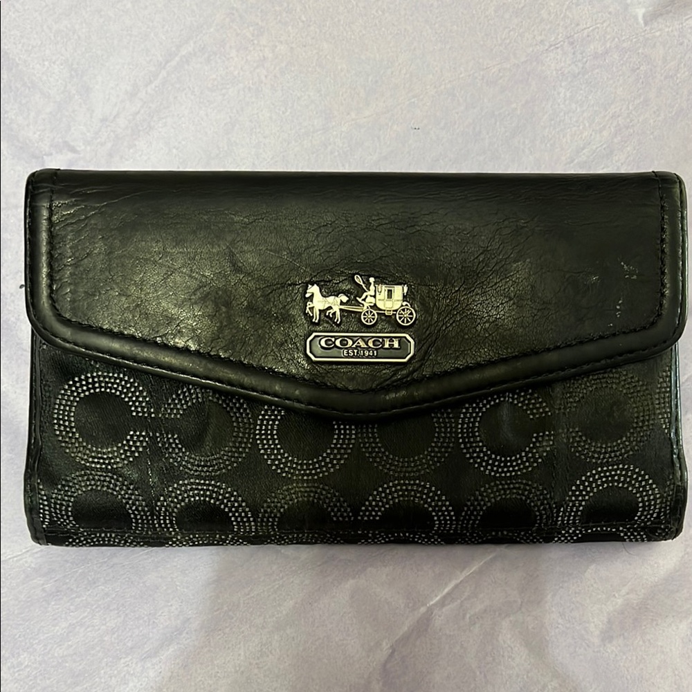 Coach Black Wallet with Silver Accents